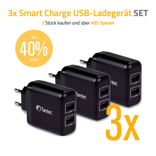 3x Smart Charge USB-Ladegerät - SET